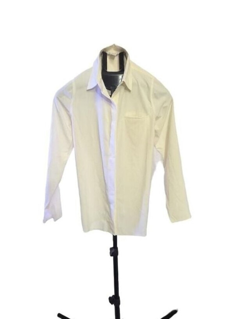 Athleta Womens Long Sleeve Button Up Collared Shirt Cream Off White Size XS